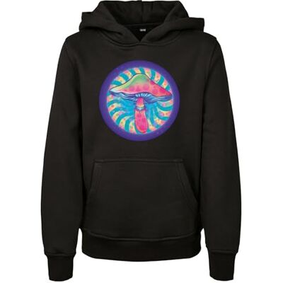Tee Unisex barn Mushroom Hoody huvtröja, svart, 122/128 cm Tee Unisex barn Mushroom Hoody huvtröja, svart, 122/128 cm