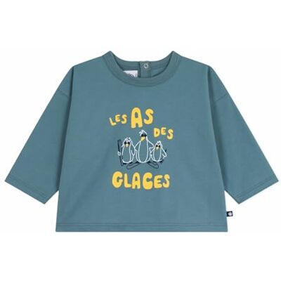 Petit Bateau Långärmad t-shirt i bomull för baby, kattmönster, Goblin, 18 M�nader Petit Bateau Långärmad t-shirt i bomull för baby, kattmönster, Goblin, 18 M�nader