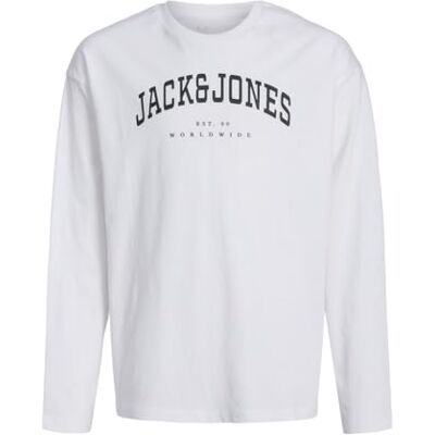 JACK&JONES JUNIOR pojkar Jjecaleb Varsity Tee Ls O-hals Sn Mni långärmad tröja, Vit/passform: lös, 122 JACK&JONES JUNIOR pojkar Jjecaleb Varsity Tee Ls O-hals Sn Mni långärmad tröja, Vit/passform: lös, 122