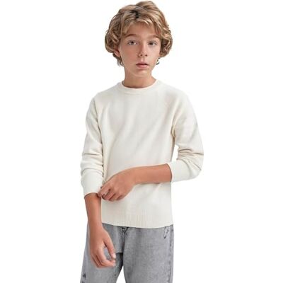 DeFacto Tröjor för flickor – pullover för flickor mångsidiga flickkläder för alla tillfällen, varm och trendig normal passform crew neck, ecru, 11-12 år DeFacto Tröjor för flickor – pullover för flickor mångsidiga flickkläder för alla tillfällen, varm och trendig normal passform crew neck, ecru, 11-12 år