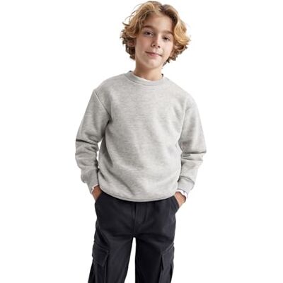 DeFacto Sweatshirt för pojkar, Grå melange, 5-6 år DeFacto Sweatshirt för pojkar, Grå melange, 5-6 år
