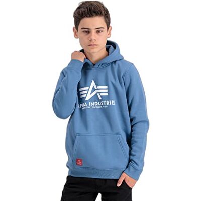 Alpha Industries Unisex barn basic huvtröja huvtröja för barn och tonåringar huvtröja, Flygvapenblå, 122-128 Alpha Industries Unisex barn basic huvtröja huvtröja för barn och tonåringar huvtröja, Flygvapenblå, 122-128
