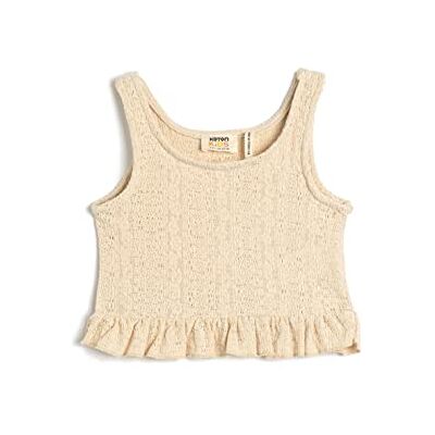 Koton Girls's Crocheted crop tanktopp ärmlös rund krage krage detalj linne, Beige (057), 4-5 Jahre Koton Girls's Crocheted crop tanktopp ärmlös rund krage krage detalj linne, Beige (057), 4-5 Jahre
