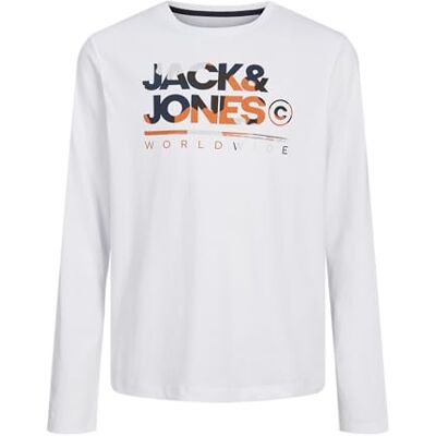 JACK&JONES JUNIOR Jjluke Tee Ls Crew Neck Mni långärmad tröja, Vit/tryck: stor, 116 JACK&JONES JUNIOR Jjluke Tee Ls Crew Neck Mni långärmad tröja, Vit/tryck: stor, 116