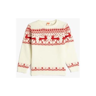Koton Babygirls rådjur mönstrad rund krage mjuk touch tröja, Ecru Design (0d1), 18-24 Monate Koton Babygirls rådjur mönstrad rund krage mjuk touch tröja, Ecru Design (0d1), 18-24 Monate