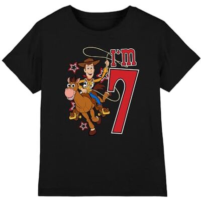 Toy Story Birthday Woody I'm 7 unisex barn t-shirt, svart, 7-8 år, Svart, 7-8 År Toy Story Birthday Woody I'm 7 unisex barn t-shirt, svart, 7-8 år, Svart, 7-8 År