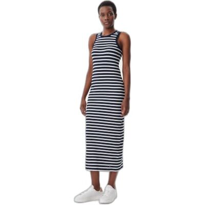 Tommy Hilfiger Dam Slim 5X2 RIB MIDI KLÄNNING NS WW0WW38838, blå, S, Blå (mörk natt marinblå/Ecru Stp), S Tommy Hilfiger Dam Slim 5X2 RIB MIDI KLÄNNING NS WW0WW38838, blå, S, Blå (mörk natt marinblå/Ecru Stp), S