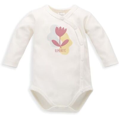 Pinokio Bodysuits med långa ärmar med knappar för flickor, Ecru Flower Romantic, 62 Pinokio Bodysuits med långa ärmar med knappar för flickor, Ecru Flower Romantic, 62