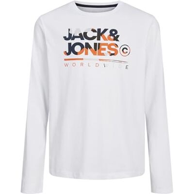 JACK&JONES JUNIOR Jjluke Tee Ls Crew Neck Mni långärmad tröja, Vit/tryck: stor, 104 JACK&JONES JUNIOR Jjluke Tee Ls Crew Neck Mni långärmad tröja, Vit/tryck: stor, 104