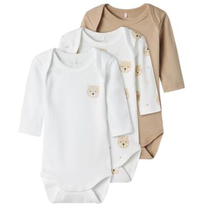 NAME IT Namn IT barn sparkdräkt 3-pack, Oxford brun, 80 NAME IT Namn IT barn sparkdräkt 3-pack, Oxford brun, 80