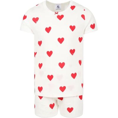 Petit Bateau flickpyjamas, Blanc Marshmallow/Rouge Terkuit, 4 år Petit Bateau flickpyjamas, Blanc Marshmallow/Rouge Terkuit, 4 år