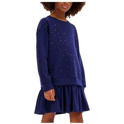 Desigual Flicka stickad långärmad klänning, blå, 12 år Desigual Flicka stickad långärmad klänning, blå, 12 år