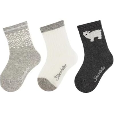 Sterntaler Unisex strumpor 3-pack isbjörn, Ljusgrå melerad, 18 Sterntaler Unisex strumpor 3-pack isbjörn, Ljusgrå melerad, 18