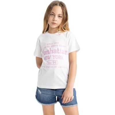 DeFacto T-shirt för flickor, Vit, 7-8 år DeFacto T-shirt för flickor, Vit, 7-8 år