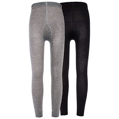 EWERS 2-pack barnleggings enfärgade dubbelpack leggings av bomull för flickor, tillverkade i Europa, Grå/svart, 110/116 cm EWERS 2-pack barnleggings enfärgade dubbelpack leggings av bomull för flickor, tillverkade i Europa, Grå/svart, 110/116 cm