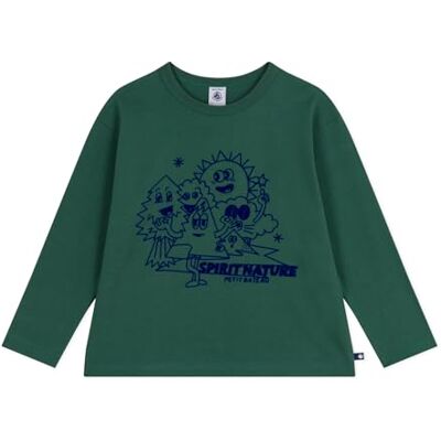 Petit Bateau Långärmad T-shirt med bomullstryck för barn, Willow, 12 �r Petit Bateau Långärmad T-shirt med bomullstryck för barn, Willow, 12 �r