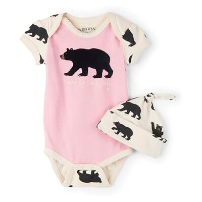 Little Blue House Hatley Baby flickor kroppsdräkt och keps sovkläder, Bearly Sleeping Pink, 12-18 Månader Little Blue House Hatley Baby flickor kroppsdräkt och keps sovkläder, Bearly Sleeping Pink, 12-18 Månader