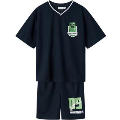 NAME IT Pojkar Nkmmose Minecraft Nreg Ss Poly Set Bfu, marinblå blazer, 134-140 NAME IT Pojkar Nkmmose Minecraft Nreg Ss Poly Set Bfu, marinblå blazer, 134-140