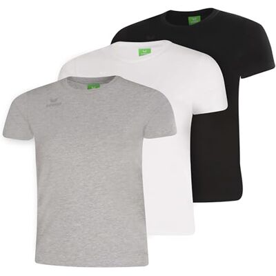 Erima unisex barn 3-pack lagsport T-Shirt (260016), svart/grå/vit, 140 Erima unisex barn 3-pack lagsport T-Shirt (260016), svart/grå/vit, 140