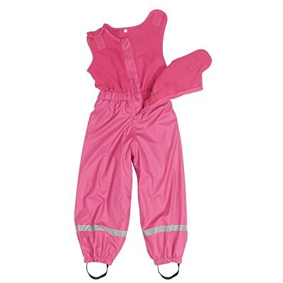 Playshoes Unisex barn Regenhose Mit Fleece-Latz Salopette, Rosa, 80 cm Playshoes Unisex barn Regenhose Mit Fleece-Latz Salopette, Rosa, 80 cm