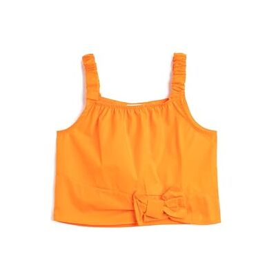 Koton Girls's Crop Strappy Bowtie detalj bomullsblus, Orange (209), 11-12 År Koton Girls's Crop Strappy Bowtie detalj bomullsblus, Orange (209), 11-12 År