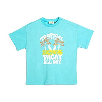 Koton Boys's Tryckt kortärmad crew neck bomull t-shirt, Blå (641), 7-8 År Koton Boys's Tryckt kortärmad crew neck bomull t-shirt, Blå (641), 7-8 År