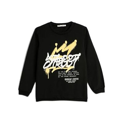 Koton Boys's Långärmad crew neck graffiti tryckt mjuk interiör sweatshirt, Svart (999), 6-7 �r Koton Boys's Långärmad crew neck graffiti tryckt mjuk interiör sweatshirt, Svart (999), 6-7 �r