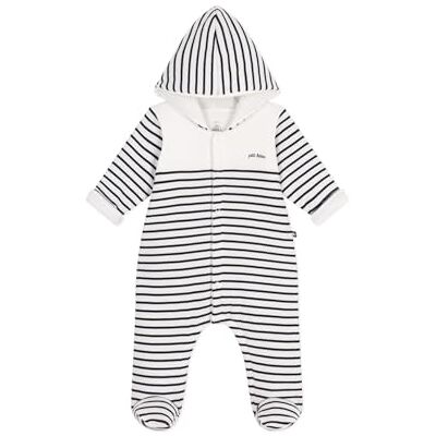 Petit Bateau Unisex barn lång jumpsuit, Vit/blå, 0 mesi Petit Bateau Unisex barn lång jumpsuit, Vit/blå, 0 mesi