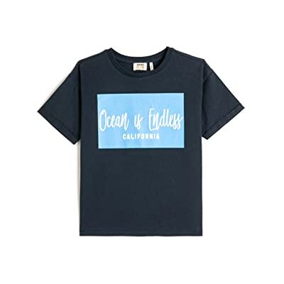 Koton pojkar tryckt kortärmad crew neck bomull t-shirt, Marin (720), 6-7 år Koton pojkar tryckt kortärmad crew neck bomull t-shirt, Marin (720), 6-7 år