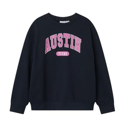 NAME IT Flicka Nkfviloui Ls RLX Sweat Bru sweatshirt, Mörkt safir/tryck: austin, 122-128 NAME IT Flicka Nkfviloui Ls RLX Sweat Bru sweatshirt, Mörkt safir/tryck: austin, 122-128