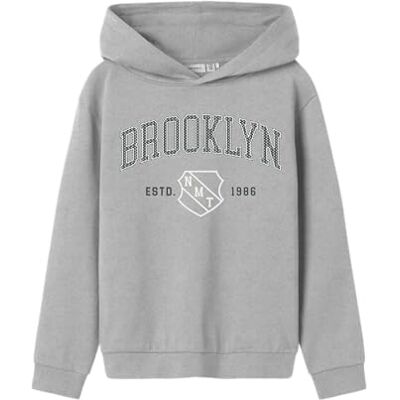 NAME IT Namn IT Nkmnewi Ls Nreg Sweat Wh Bru, Grå melange, 134-140 NAME IT Namn IT Nkmnewi Ls Nreg Sweat Wh Bru, Grå melange, 134-140
