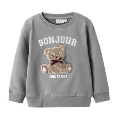 NAME IT Namn IT Nmfrear Ls Sweat Bru, Grå melange, 104 NAME IT Namn IT Nmfrear Ls Sweat Bru, Grå melange, 104