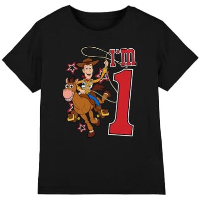 Toy Story Birthday Woody I'm 1 unisex barn t-shirt, svart, 5-6 år, Svart, 5-6 År Toy Story Birthday Woody I'm 1 unisex barn t-shirt, svart, 5-6 år, Svart, 5-6 År