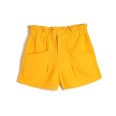 Koton Girls's Linen elastisk midja fickor shorts, Orange (200), 6-7 år Koton Girls's Linen elastisk midja fickor shorts, Orange (200), 6-7 år