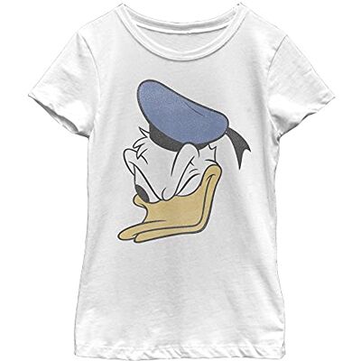 Disney -karaktärer Donald Face flicka solid crew t-shirt, vit, XS Disney -karaktärer Donald Face flicka solid crew t-shirt, vit, XS