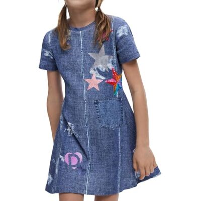 Desigual Vest_Star klänning för flickor, Blå, 10 år Desigual Vest_Star klänning för flickor, Blå, 10 år