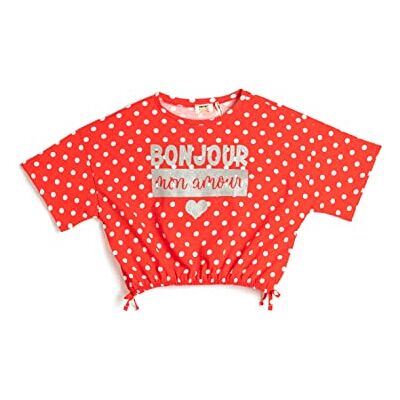 Koton Girls's Crop överdimensionerad kortärmad crew neck prickig bomull t-shirt, Röd design (01d), 9-10 År Koton Girls's Crop överdimensionerad kortärmad crew neck prickig bomull t-shirt, Röd design (01d), 9-10 År