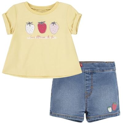 Levi's Baby flickor LVG fruktig t-shirt & shorts set 1EK061 koordinerade kläder, gyllene dis, 6 månader, Gyllene fara, 6 Månader Levi's Baby flickor LVG fruktig t-shirt & shorts set 1EK061 koordinerade kläder, gyllene dis, 6 månader, Gyllene fara, 6 Månader