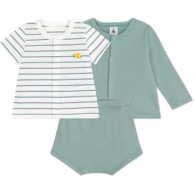 Petit Bateau Unisex barn 3-delat set, Grön/flerfärgad, 0 mesi Petit Bateau Unisex barn 3-delat set, Grön/flerfärgad, 0 mesi