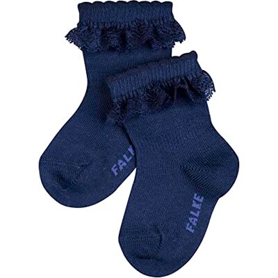 FALKE Unisex baby romantiska spetsstrumpor andas hållbar bomull hudvänlig festlig fin elegant med volang på manschetten idealiska för dop elastisk zon vid fotleden 1 par, Blå (Marine 6120), 12-18 månader FALKE Unisex baby romantiska spetsstrumpor andas hållbar bomull hudvänlig festlig fin elegant med volang på manschetten idealiska för dop elastisk zon vid fotleden 1 par, Blå (Marine 6120), 12-18 månader