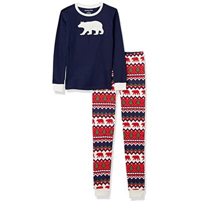 Little Blue House Hatley Unisex Fair Isle Björn & Moose Family Pyjamas set, Barnpyjamas-set med lång ärm – marinblå björn Fair Isle, 3 År Little Blue House Hatley Unisex Fair Isle Björn & Moose Family Pyjamas set, Barnpyjamas-set med lång ärm – marinblå björn Fair Isle, 3 År