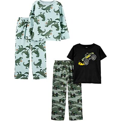 Simple Joys by Carter's Simple Joys av Carter's Girls pyjamasset (paket med 2), Aqua blå dinosaurie/svarta lastbilar/grön kamouflage, 8 år Simple Joys by Carter's Simple Joys av Carter's Girls pyjamasset (paket med 2), Aqua blå dinosaurie/svarta lastbilar/grön kamouflage, 8 år