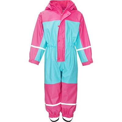 Playshoes Unisex barn regndräkt med fleecefoder varm vattentät lera dräkt regnkläder, turkos overall, 92 Playshoes Unisex barn regndräkt med fleecefoder varm vattentät lera dräkt regnkläder, turkos overall, 92