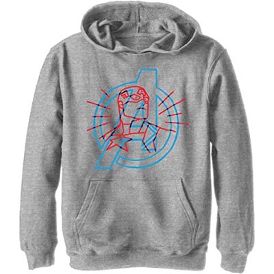 Marvel Unisex barnmössa Doodle Avengers huvtröja, Sportig Heather, L Marvel Unisex barnmössa Doodle Avengers huvtröja, Sportig Heather, L