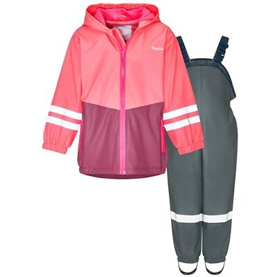 Playshoes Tvådelad regndräkt, fleecefoder, fodrad dräkt, Rosa-grå, 116 Playshoes Tvådelad regndräkt, fleecefoder, fodrad dräkt, Rosa-grå, 116