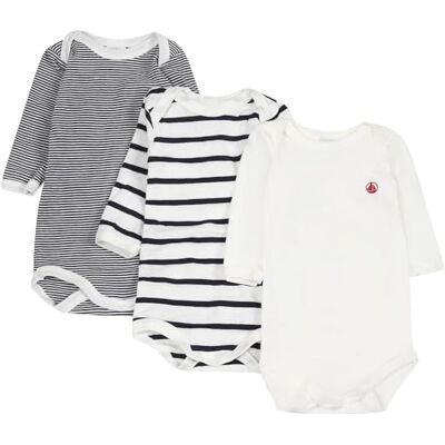 Petit Bateau Unisex baby randig body med långa ärmar (3-pack), Variant 1, 3 månader Petit Bateau Unisex baby randig body med långa ärmar (3-pack), Variant 1, 3 månader
