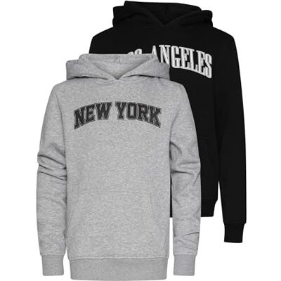 Urban Classics Uck7908a-hoody 2 Pack-Langarm-Los Angeles & New York Huvtröja, Svart+Erikgrå, 158-164 Barn, Svart + Erica grå, 158-164 Urban Classics Uck7908a-hoody 2 Pack-Langarm-Los Angeles & New York Huvtröja, Svart+Erikgrå, 158-164 Barn, Svart + Erica grå, 158-164