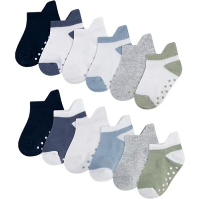 HUGGIES Little Hugs dra på spädbarnsstrumpor (12-pack) (12-pack) unisex baby, Blå/vit/grå/grön, 6-12 månader HUGGIES Little Hugs dra på spädbarnsstrumpor (12-pack) (12-pack) unisex baby, Blå/vit/grå/grön, 6-12 månader