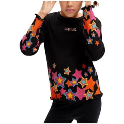 Desigual flicka stickad långärmad T-shirt, svart, 8 år Desigual flicka stickad långärmad T-shirt, svart, 8 år