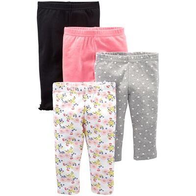 Simple Joys by Carter's Simple Joys av Carter's Baby-Girls 4-pack byxor, Svart/höger rosa/grå prick/blommig, Newborn Simple Joys by Carter's Simple Joys av Carter's Baby-Girls 4-pack byxor, Svart/höger rosa/grå prick/blommig, Newborn